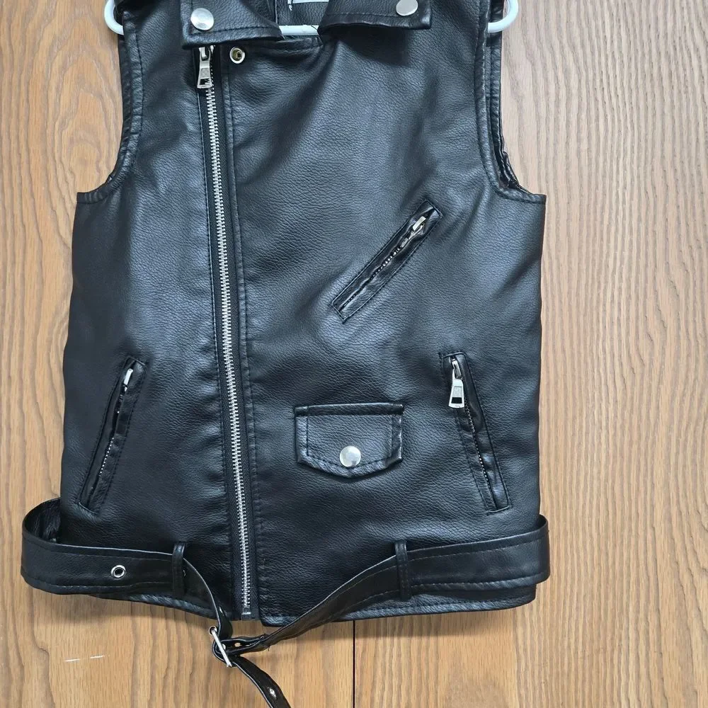 Children's Black Faux Leather Vest